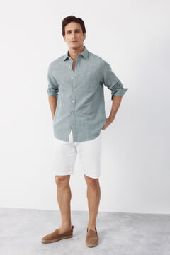 Cortefiel Camisa lino algod&oacute;n cuadros