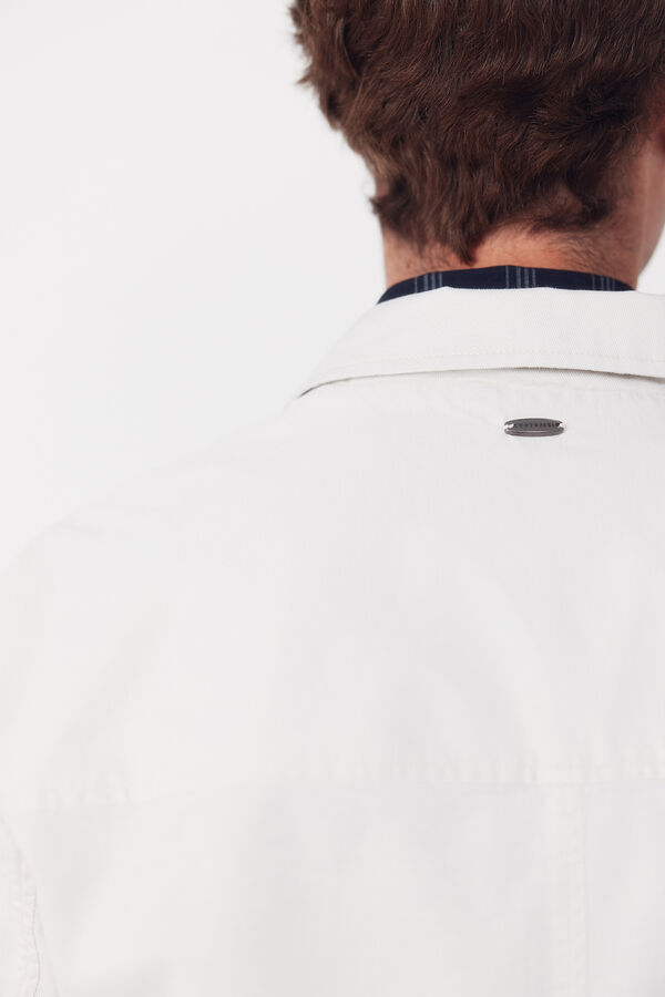 Cortefiel Chaqueta safari mezcla lino Blanco