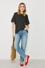 Vila Camiseta algod&oacute;n org&aacute;nico con calados Negro