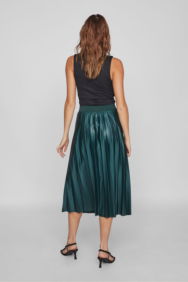Vila Pleated midi skirt Green