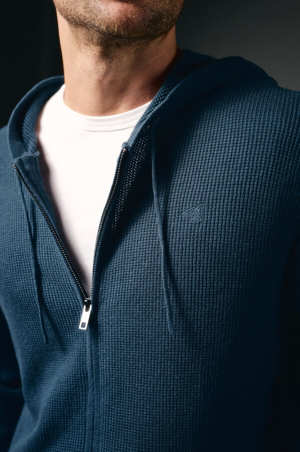 OOTO Cardigan com capuz e fecho-&eacute;clair Azul