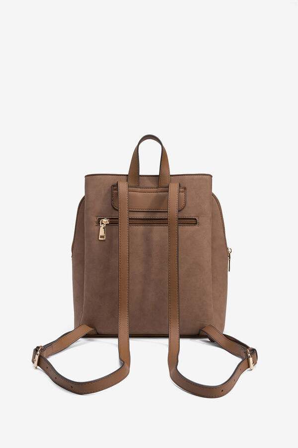 Vilanova Mochila com efeito camur&ccedil;a perfurada Castanho