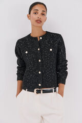 Cortefiel Lurex jacket with buttons Black