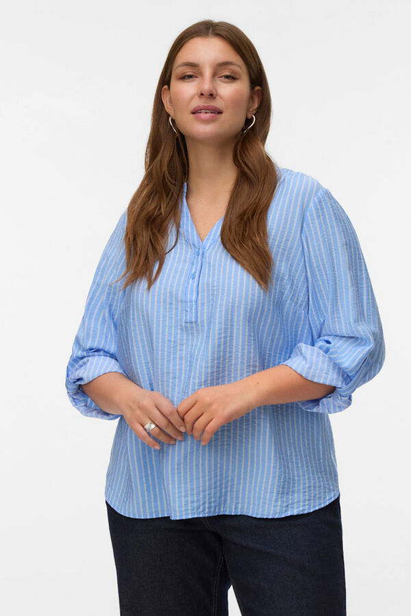 Vero Moda Curve Camisa manga comprida tamanho grande Azul