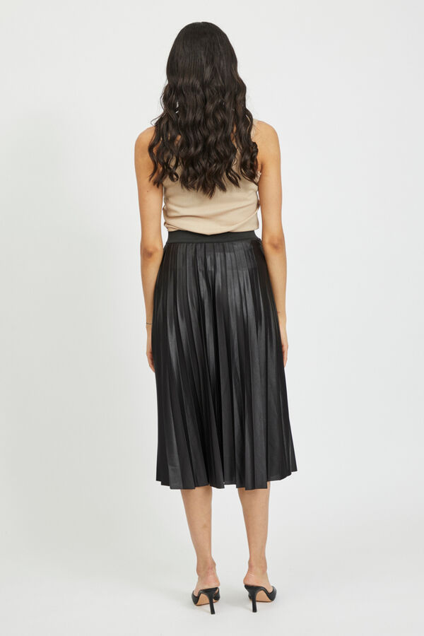 Cortefiel Pleated midi skirt Black