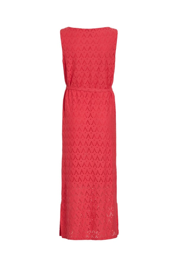 Vila Vestido midi con calados de algod&oacute;n Coral