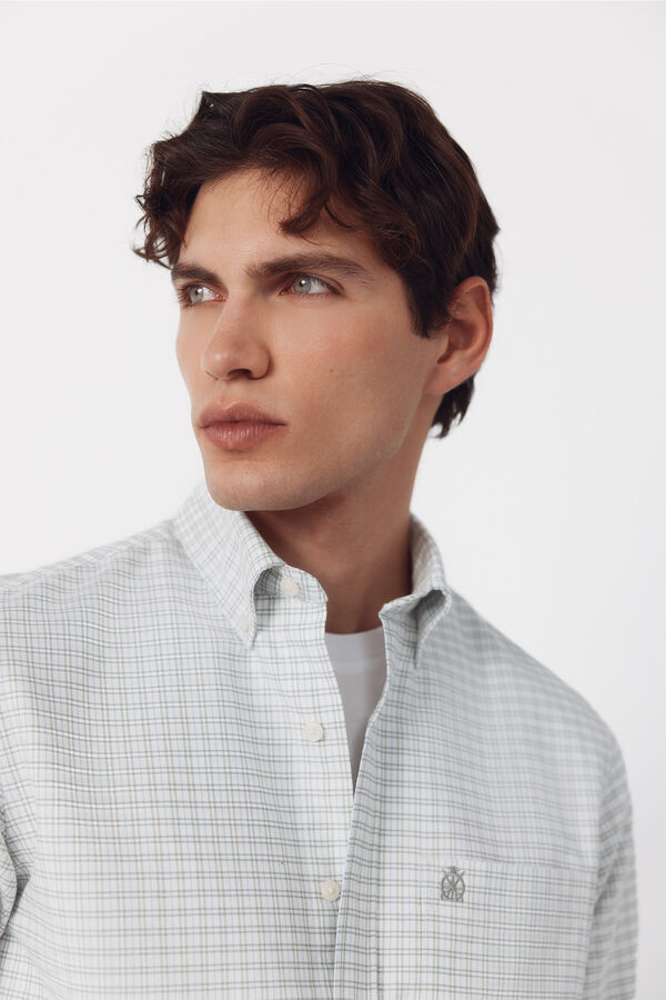 Cortefiel Camisa oxford cuadros Verde oscuro