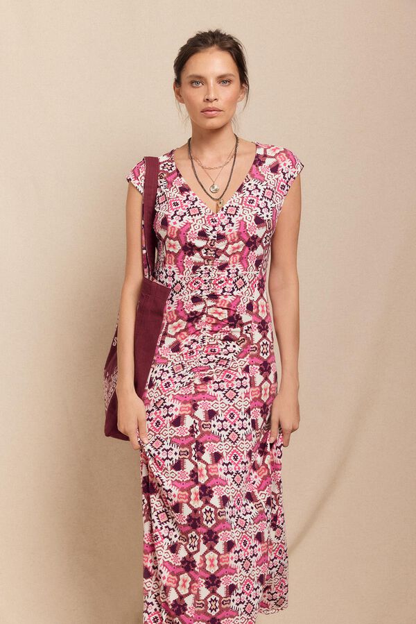 Slowlove Vestido punto estampado frunce Several