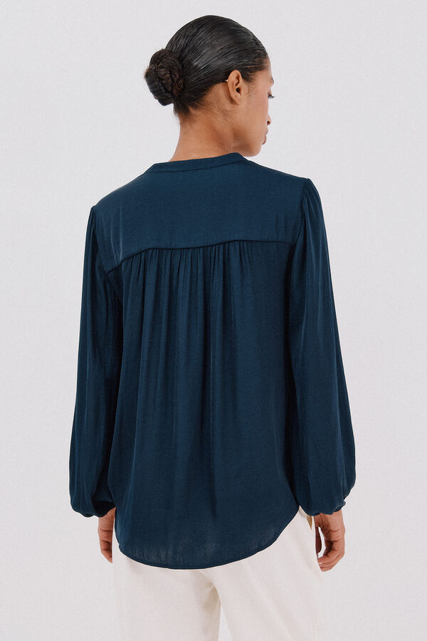 Cortefiel Blusa satinada fluida Blue