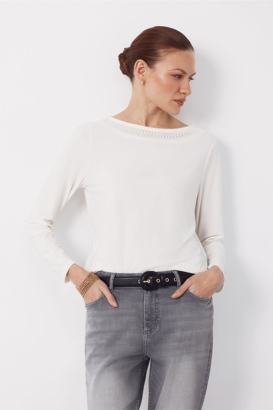 Camiseta escote barco lace