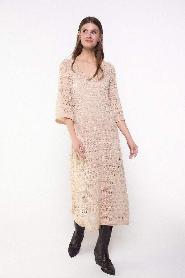 Slowlove Openwork knit dress Nude