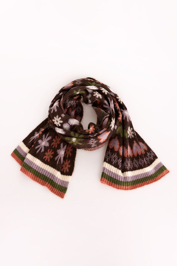 Slowlove Bufanda corazones Estampado marr&oacute;n
