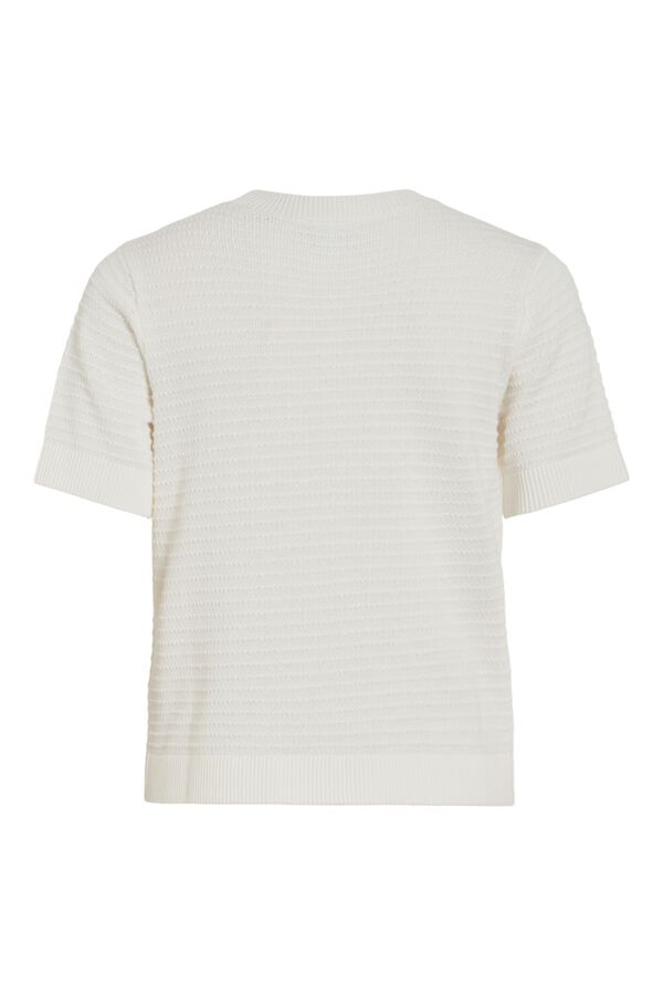 Vila Top de punto manga corta de algod&oacute;n org&aacute;nico Blanco