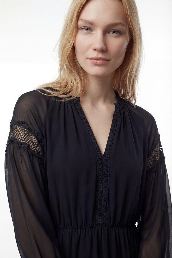 Vila Vestido corto de gasa Negro
