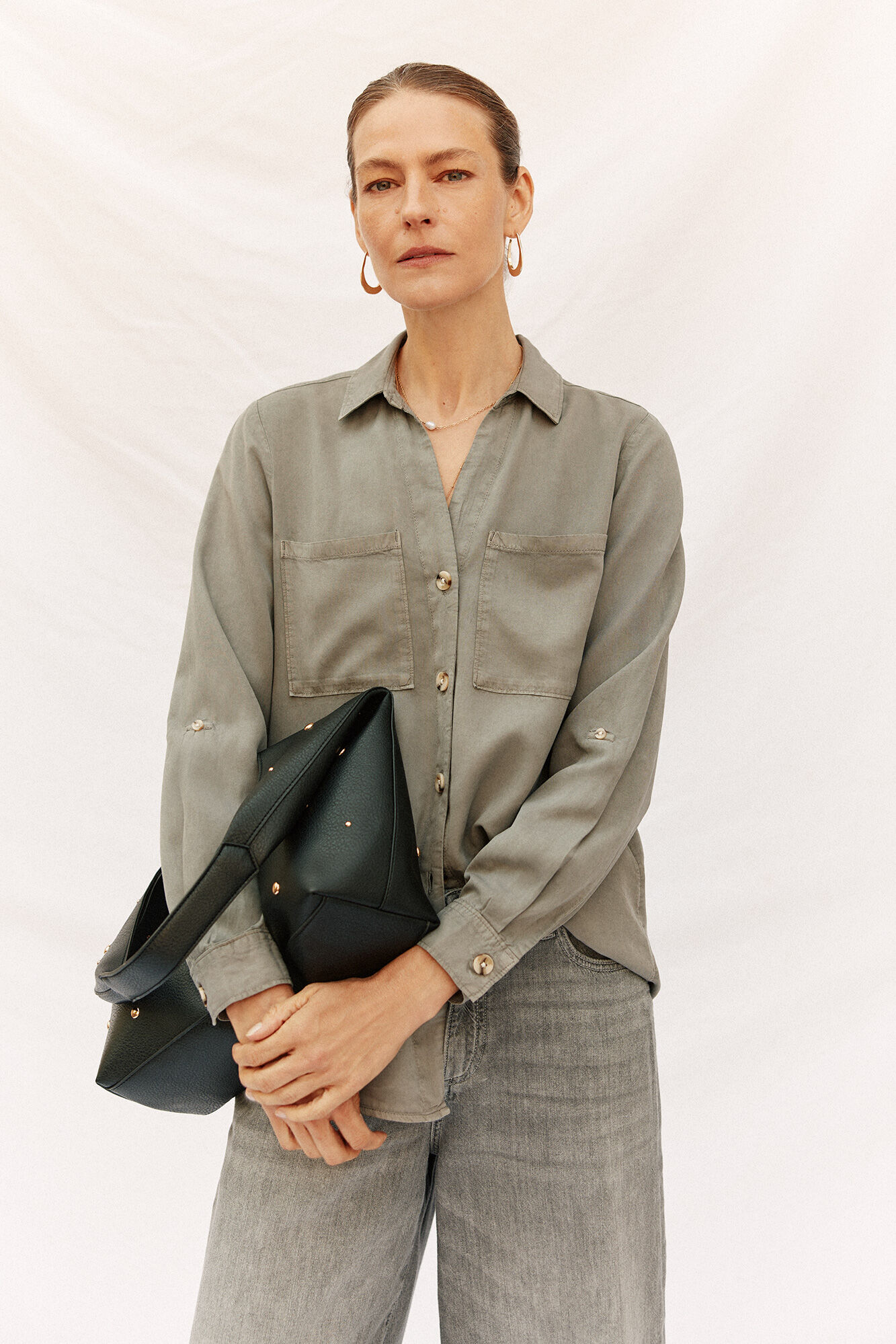 Cortefiel  camisa jeans tencel