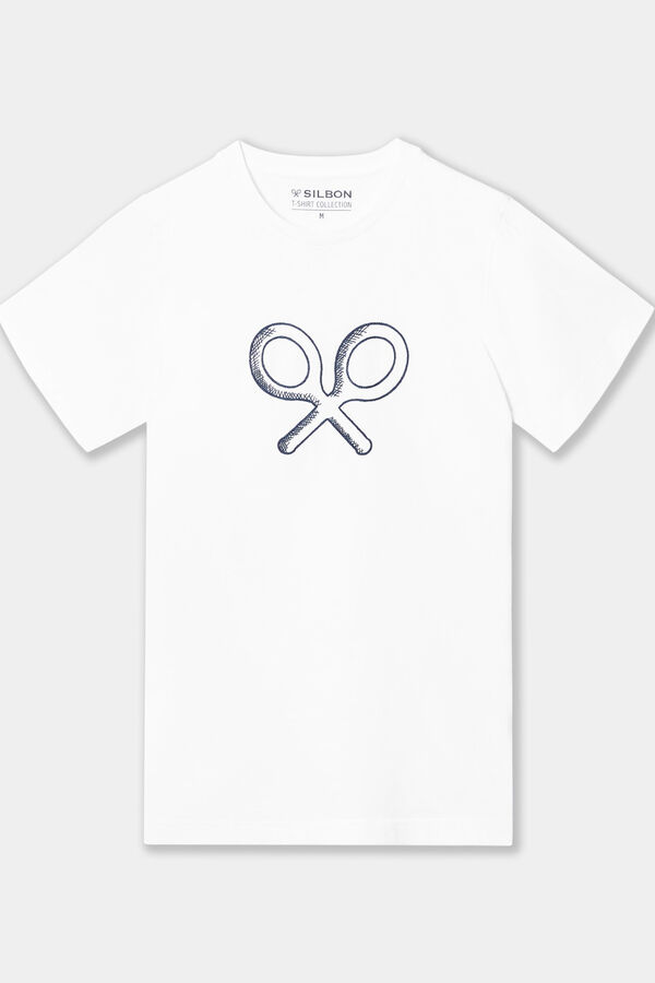 Cortefiel Camiseta raqueta bordada White