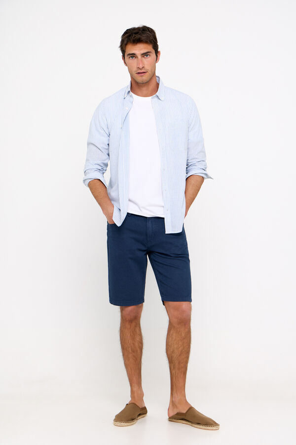 Cortefiel Coloured denim Bermuda shorts Navy