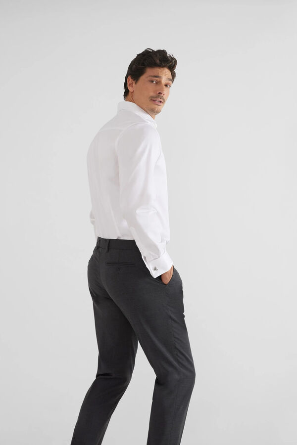 Silbon Camisa de vestir punho duplo easy iron Branco