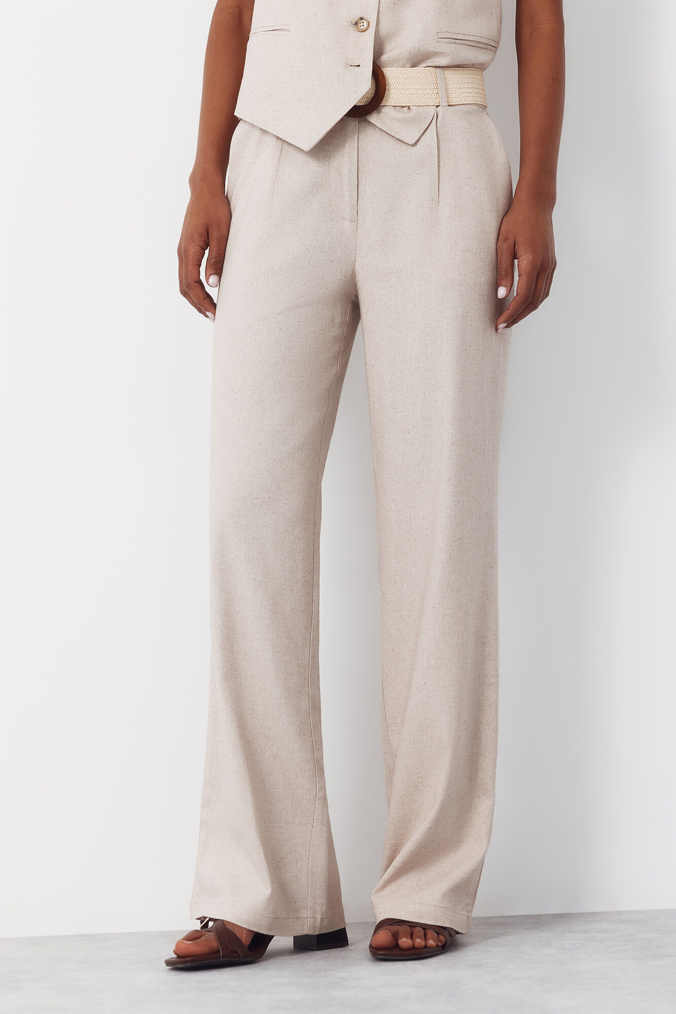 Cortefiel Pantal&oacute;n ancho con lino