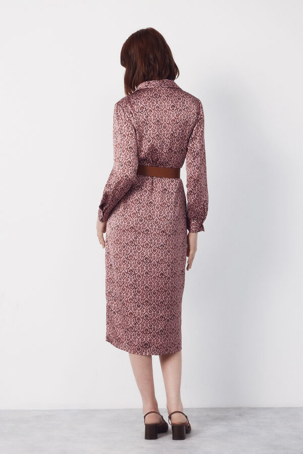 Cortefiel Vestido camisa de cetim Roxo