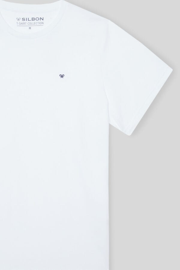 Cortefiel Camiseta silbon minilogo White