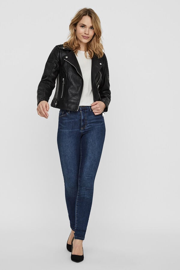 Vero Moda Faux leather biker jacket Black