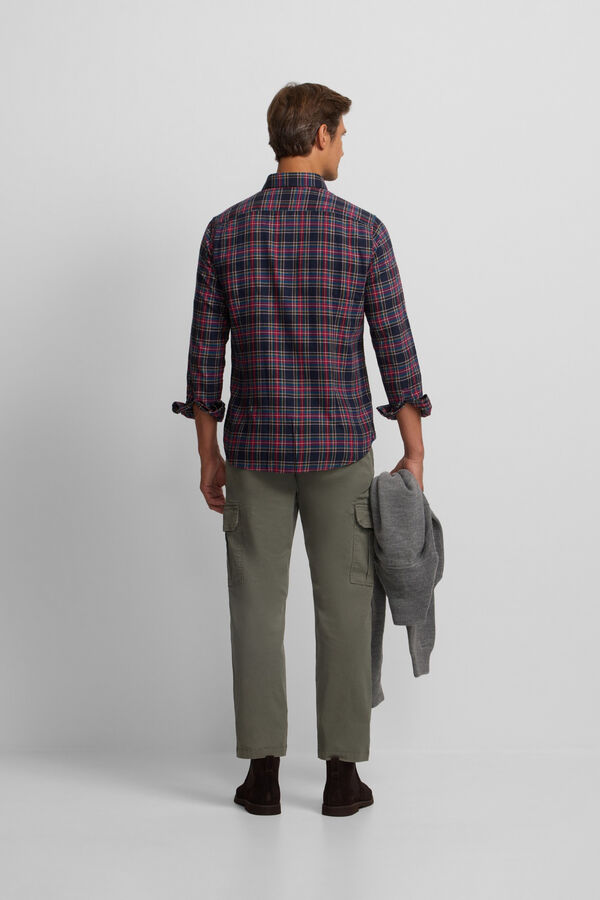 Silbon Camisa sport cuadro tartan bicolor Azul marino