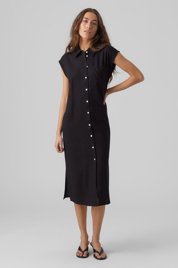 Vero Moda Vestido 7/8 camisero Black