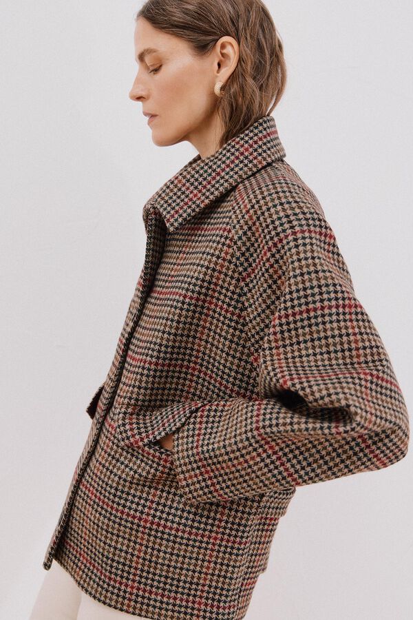 Cortefiel Short fabric coat Brown