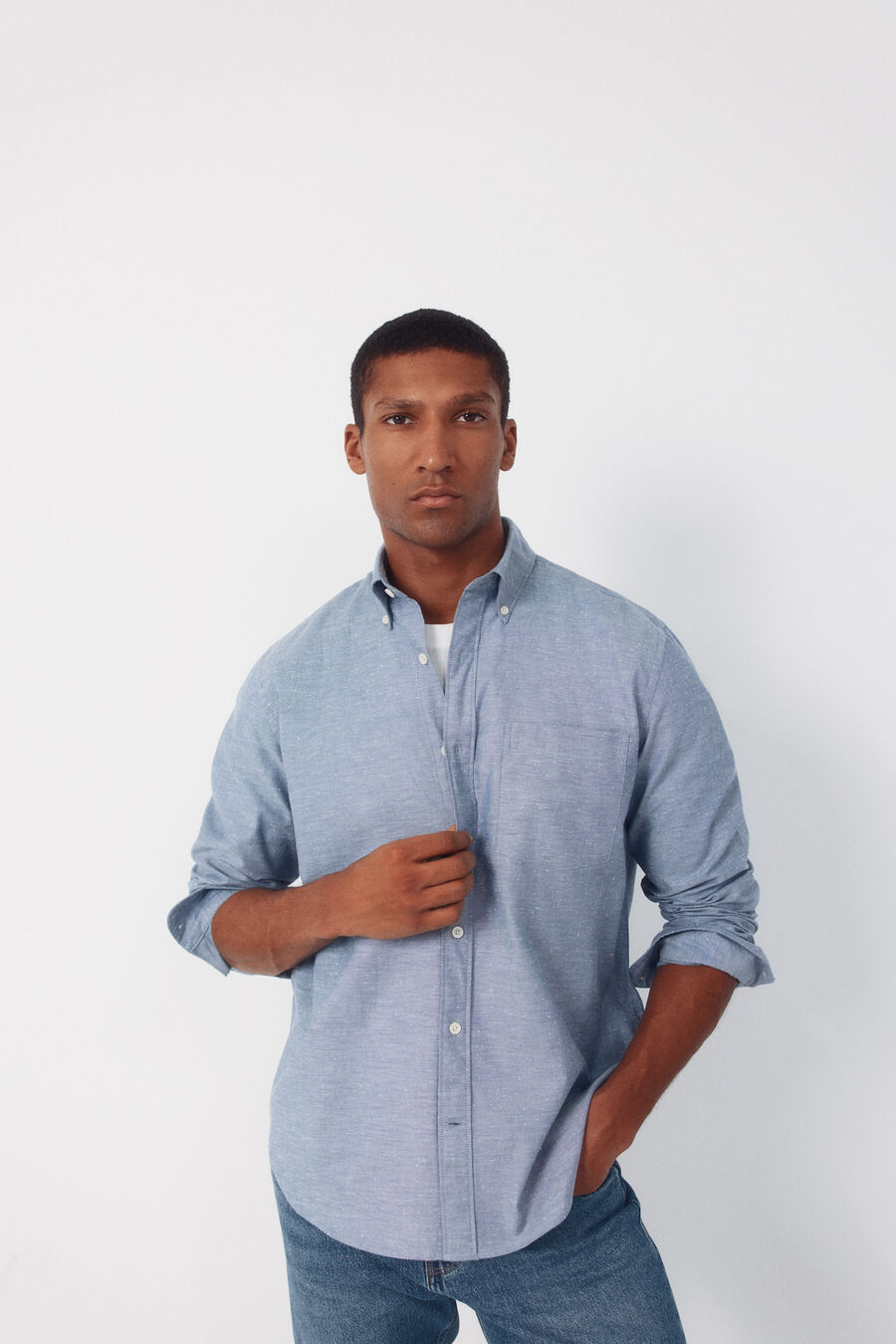 Camisa lisa oxford slub