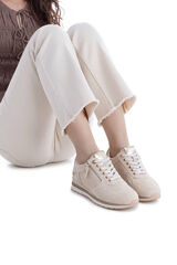 XTI Zapatilla se&ntilde;ora troquelado cremallera Beige