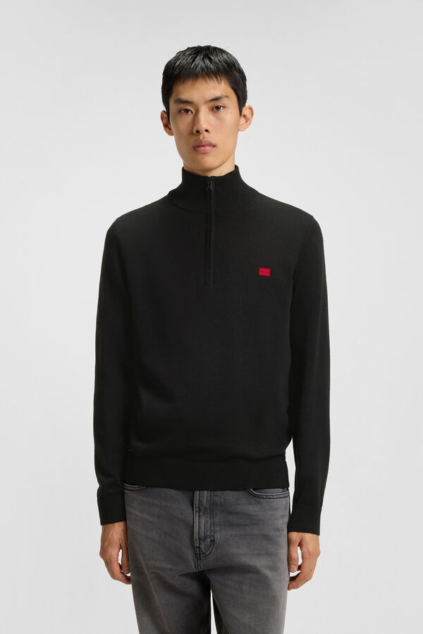 HUGO Camisola com fecho-&eacute;clair Preto