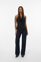 Vero Moda Top satinado atado al cuello Negro
