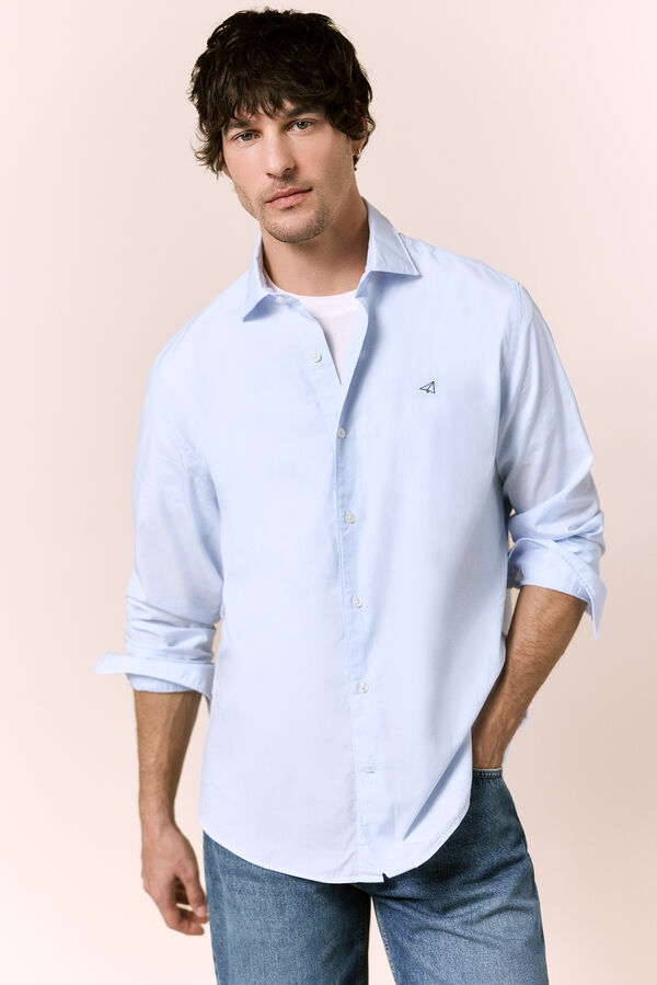 OOTO Camisa rayas popel&iacute;n manga larga Azul