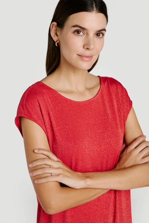 Vila Vestido comprido com l&uacute;rex Vermelho
