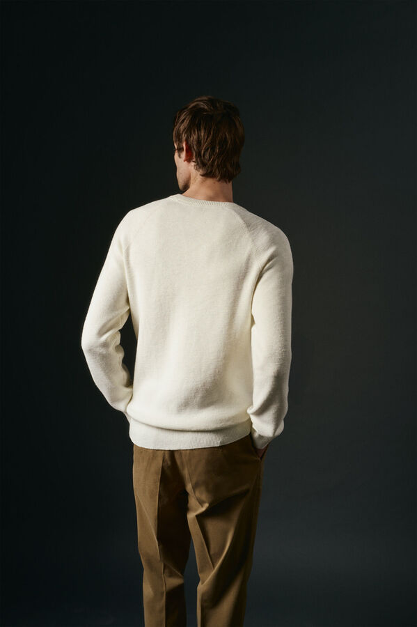 OOTO Jersey cuello redondo crudo algod&oacute;n Blanco 