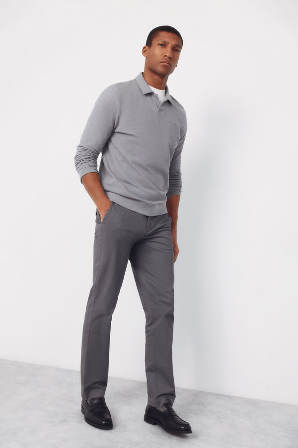 Cortefiel Pantal&oacute;n chino microprint regular Gris
