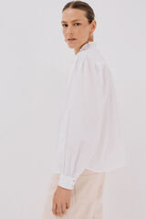 Cortefiel Blusa riscas com gola franzida Branco