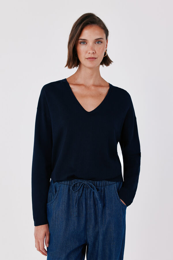 Cortefiel Camisola com decote em bico Azul