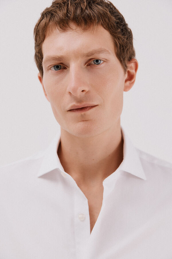 Cortefiel Camisa gemelos lisa f&aacute;cil plancha Blanco