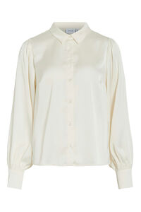 Vila Blusa de cetim de manga manga