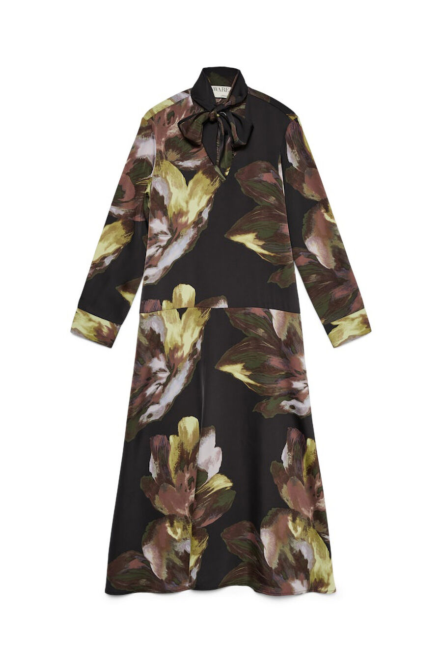 Vestido largo camisero detalle lazada