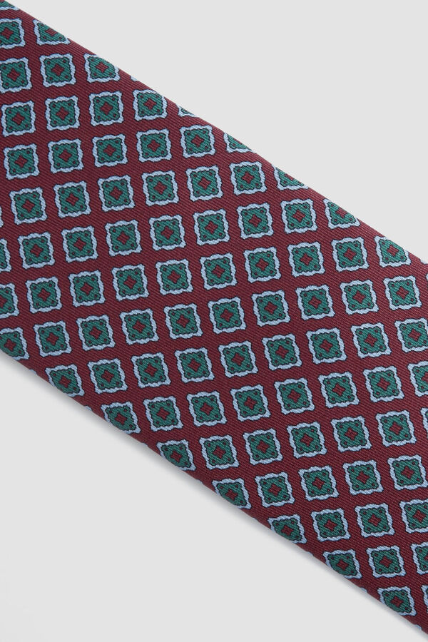 Silbon Corbata motivo geometrico Rojo
