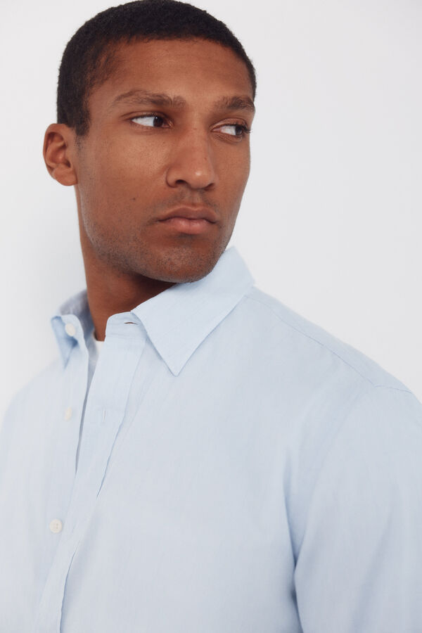 Cortefiel Camisa lisa popel&iacute;n Azul
