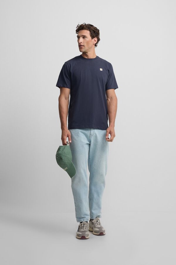 Silbon Camiseta lisa minilogo parche Azul marino