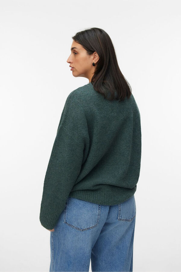 Vero Moda Curve Jersey cuello pico Curve Verde oscuro