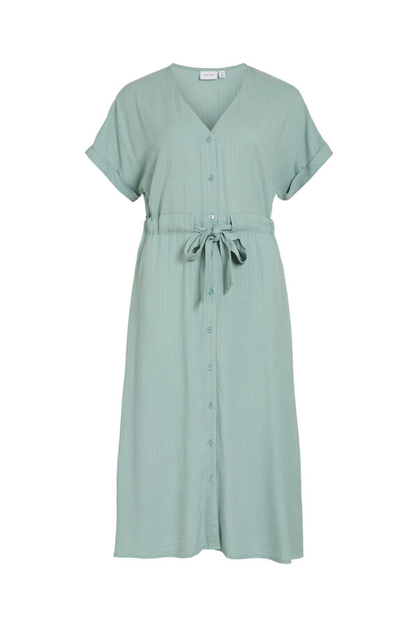 Vila Vestido midi de manga 2/4 em viscose Azul