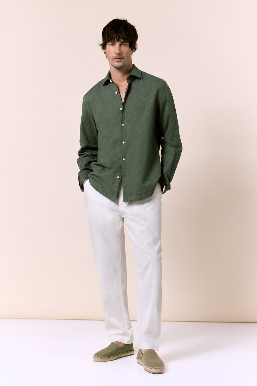 Pantalón de lino-algodón regular