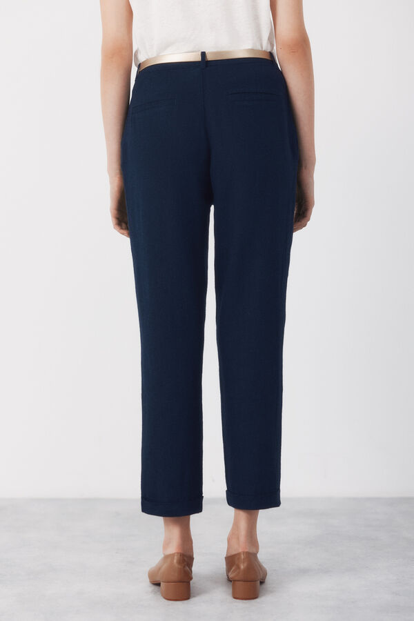 Cortefiel Pantal&oacute;n con lino Azul marino