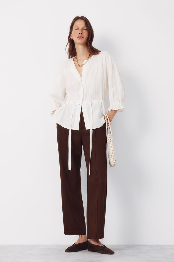 Cortefiel Blusa cord&oacute;n Marfil